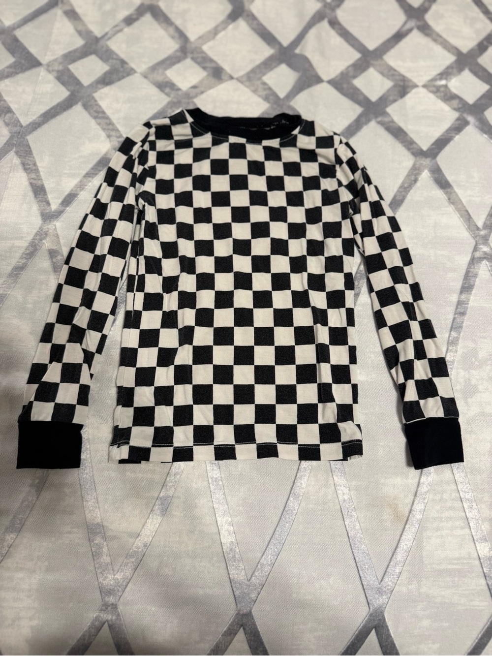 Kids Black & White Checkered Bamboo Pajama Set - Picture 6 of 8